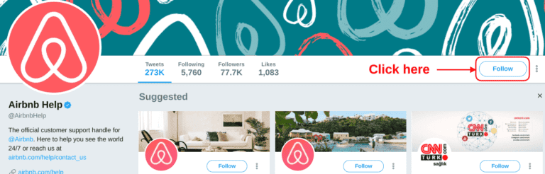 Contact Airbnb on Twitter