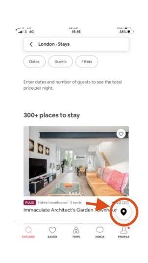 Turn on Airbnb map view on mobile