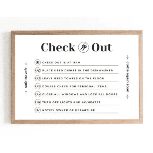 Airbnb Check Out Sign Template